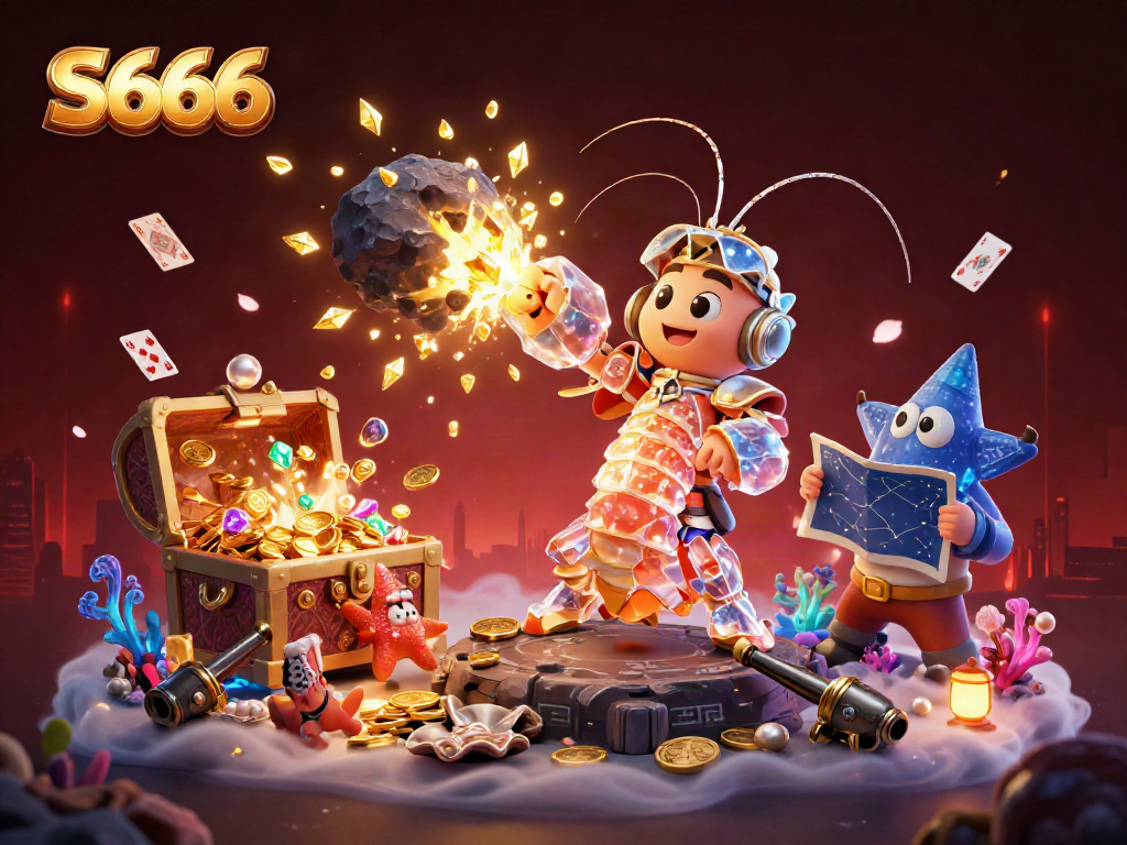 Experience the vibrant energy of S666 with a galactic samurai and treasures in a dynamic casino-themed scene.