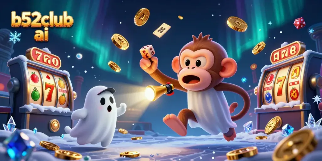 Engage with thrilling gaming experiences at b52club ai featuring vibrant 3D characters in a dynamic casino scene.