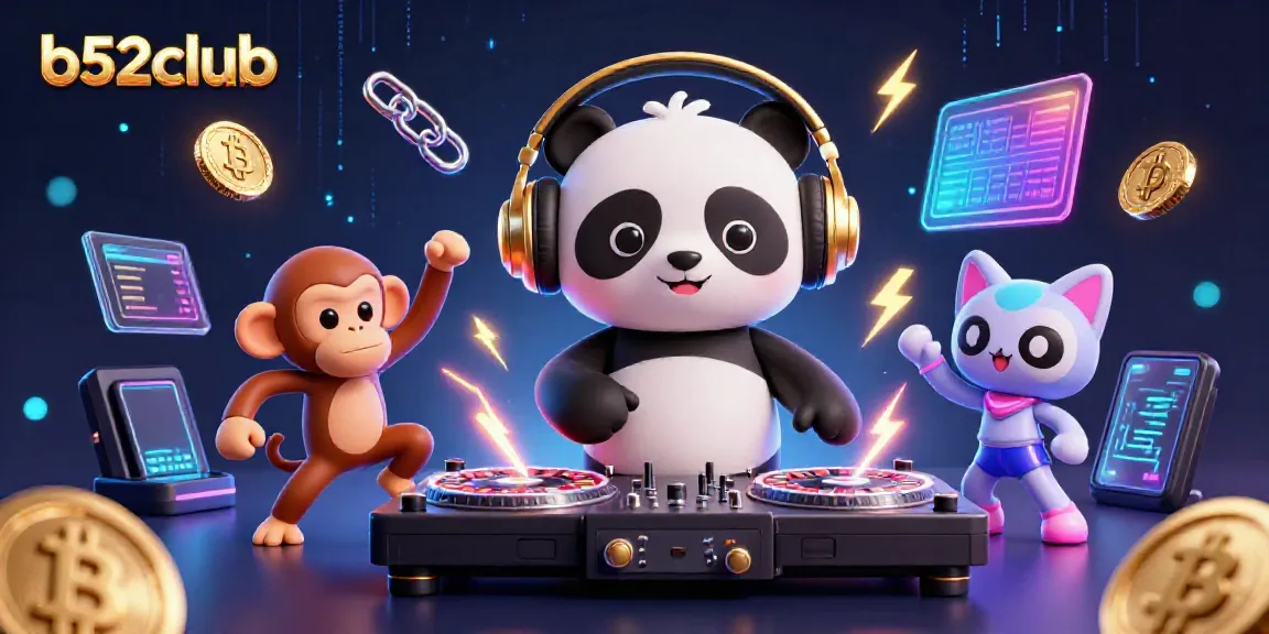 Engage with b52club's dynamic casino experience featuring lively characters and crypto elements.