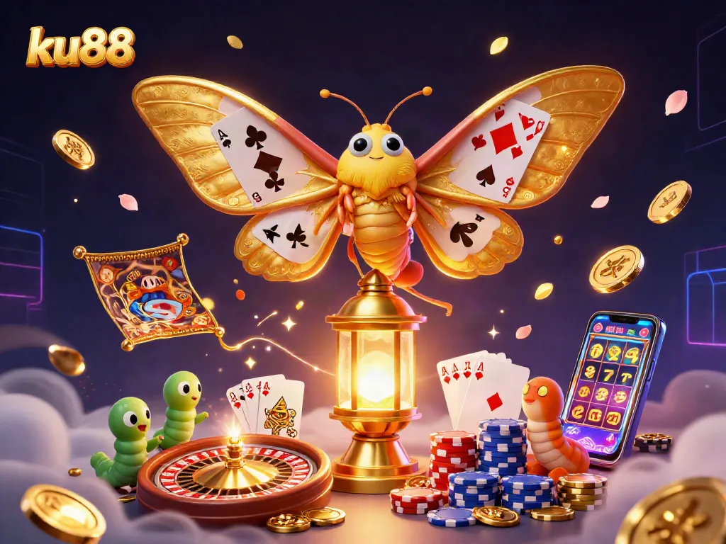 Experience the thrill of ku88 with a vibrant, casino-themed illustration showcasing dynamic gaming elements.