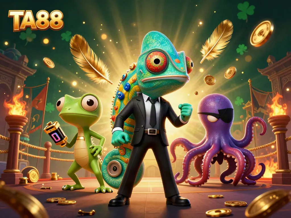 Experience TA88's vibrant gaming scene with colorful characters and dynamic casino elements.
