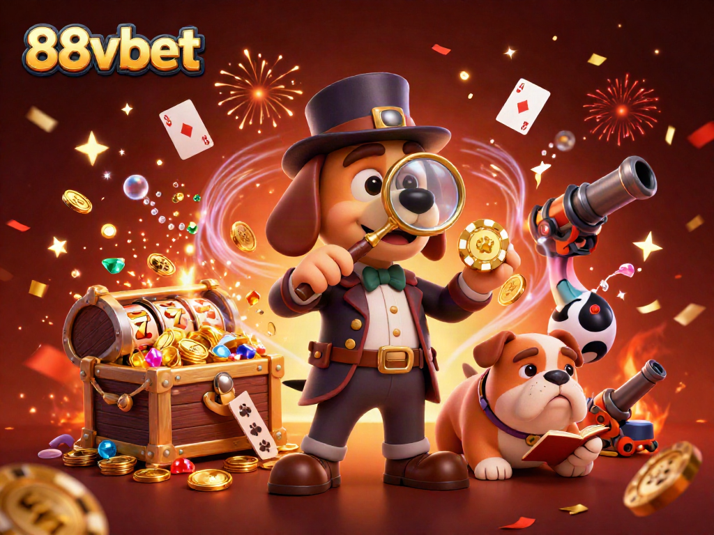 Experience vibrant gameplay with 88vbet in this detailed 3D illustration showcasing a detective theme.