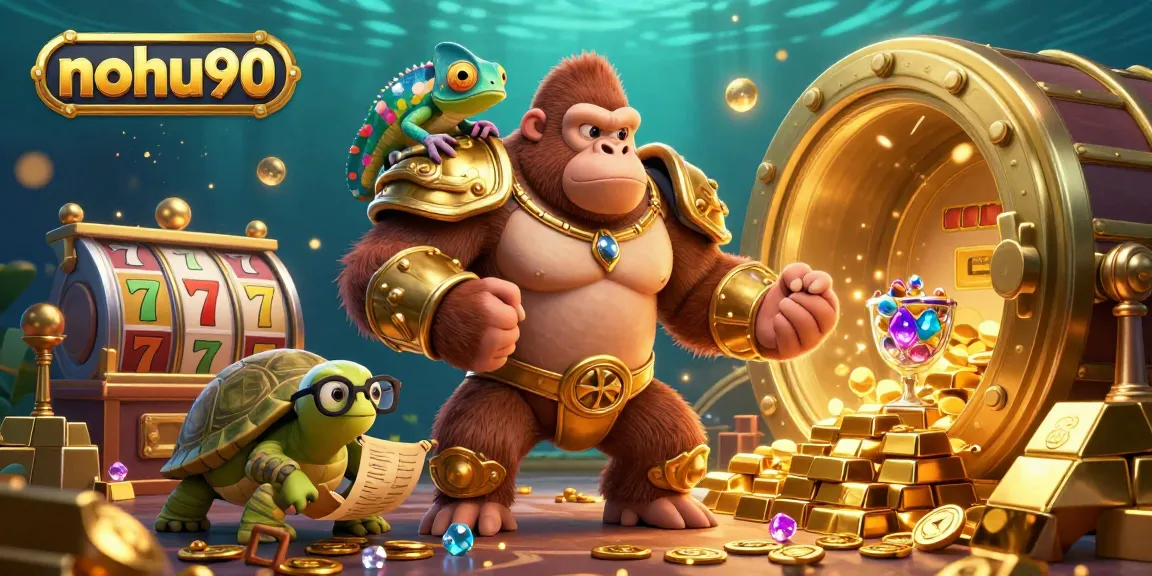 Engage in thrilling gaming at nohu90 with colorful slot reels and jackpots lighting up the scene.