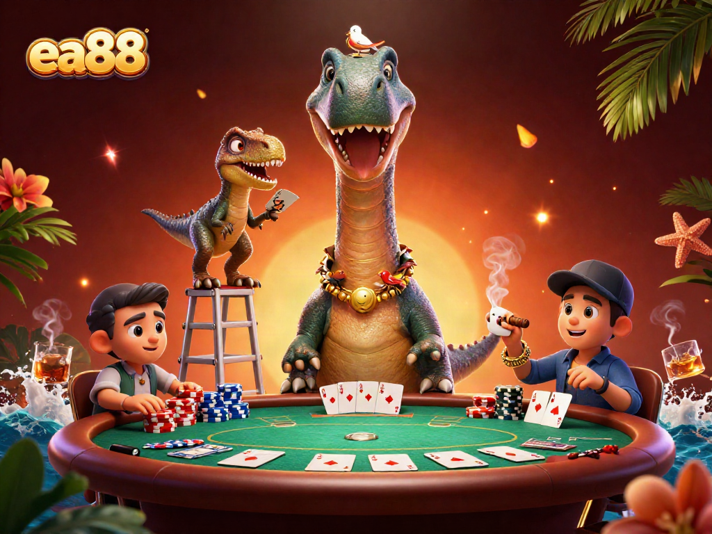 ea88 features a vibrant poker scene with unique characters and dynamic casino elements.
