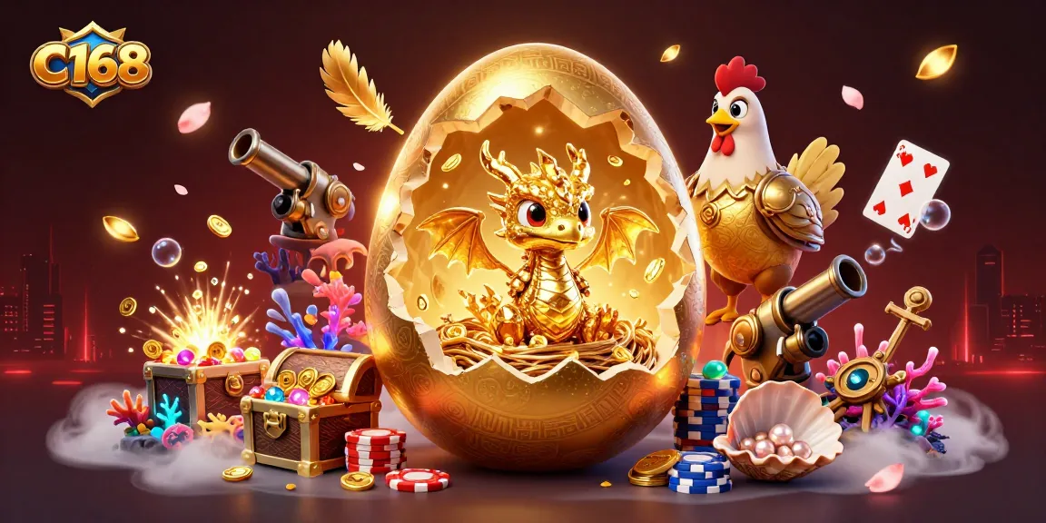 Engage with C168's immersive gaming world featuring dazzling golden characters and rich casino elements.