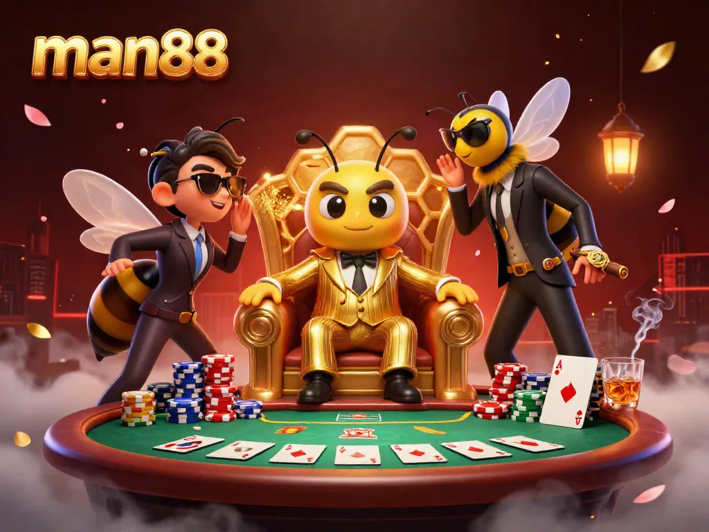 Experience thrilling gameplay with man88 as the bumblebee mob boss presides over a high-stakes poker game.