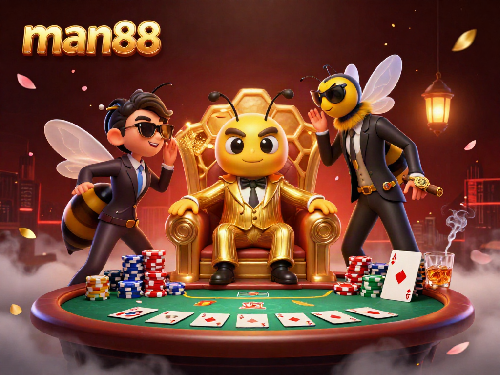 Experience thrilling gameplay with man88 as the bumblebee mob boss presides over a high-stakes poker game.