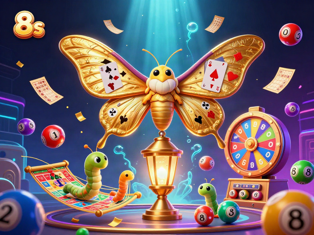 Experience thrilling wins with 8s amidst vibrant gaming symbols and golden elements.