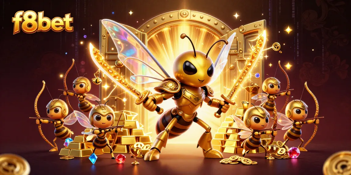 Experience the exciting world of f8bet with a dynamic illustration featuring golden hornet samurai and treasure