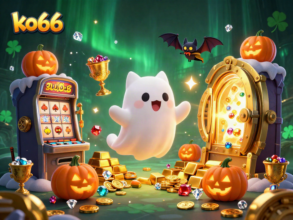 Experience thrilling wins at ko66 with this vibrant casino-themed 3D illustration.