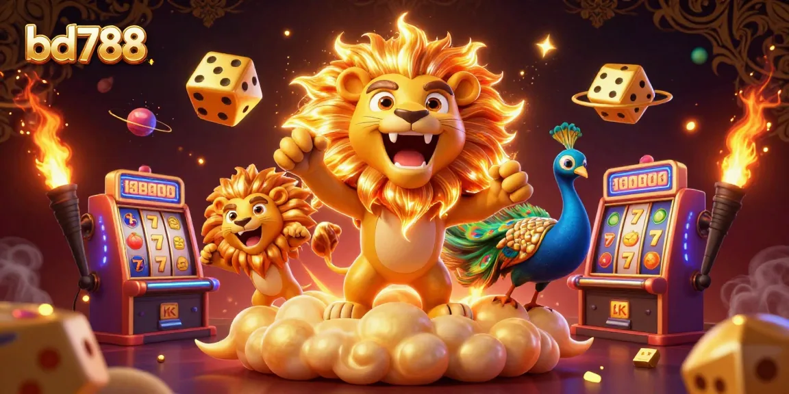 Engage with the vibrant bd788 casino scene showcasing animated elements of slot machines and golden visuals.