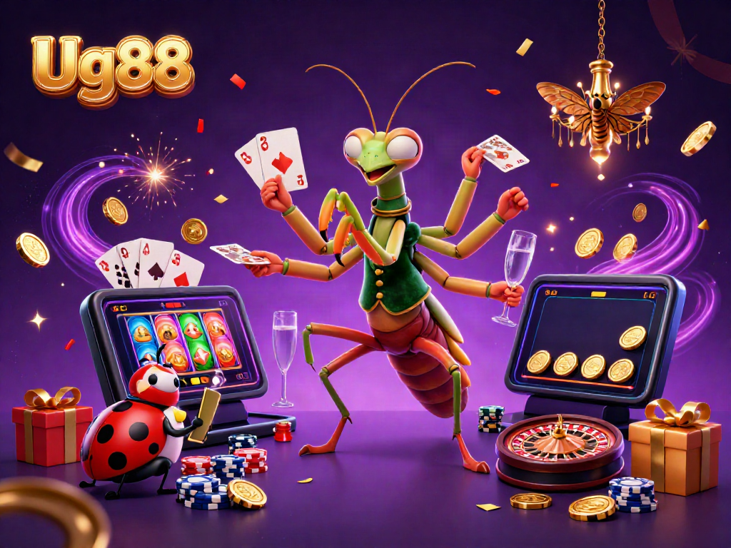 Engage with Ug88's vibrant casino scene featuring colorful games and charismatic characters.