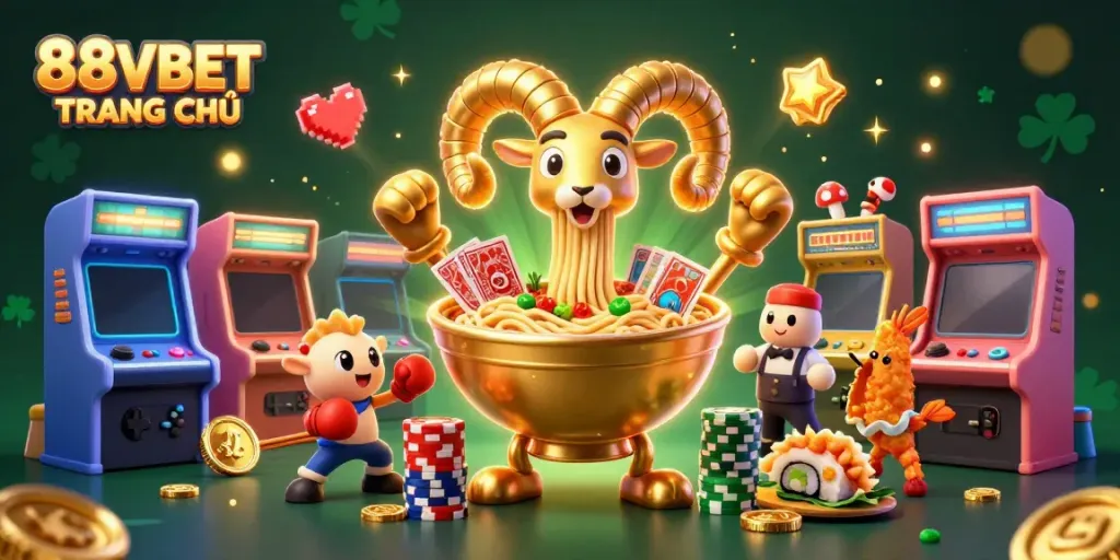 Enjoying the dynamic atmosphere of 88VBET TRANG CHỦ with colorful characters and casino games.