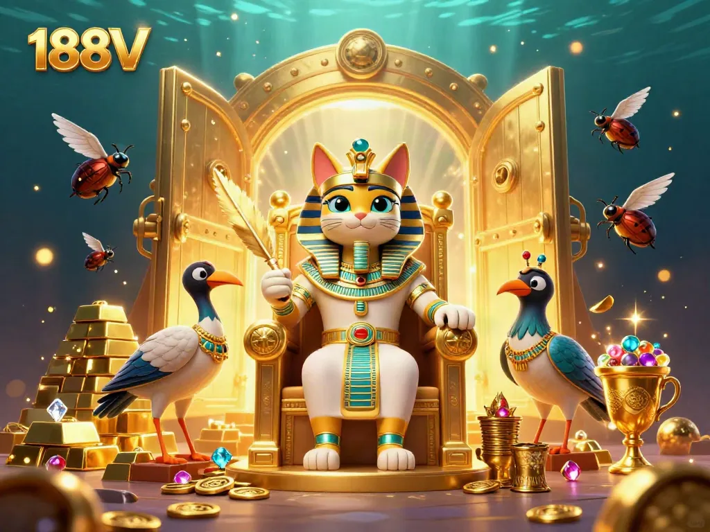Experience the excitement of 188V with a vibrant and rich casino atmosphere featuring treasure and characters.