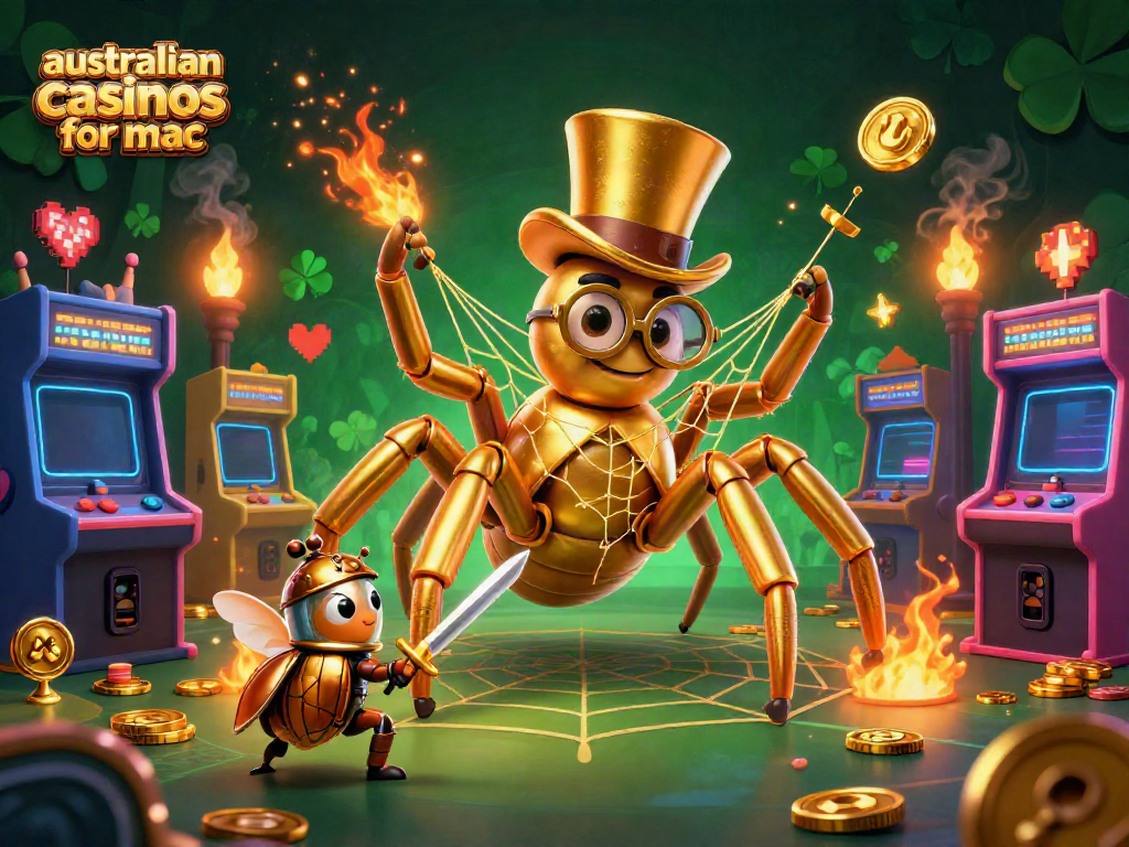 Experience the thrill of australian online casinos for mac with this vibrant and dynamic digital illustration showcasing iconic gaming elements.