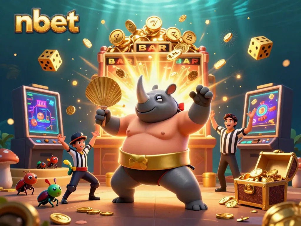 Discover your winning chance with nbet's action-packed casino illustration filled with festive elements.