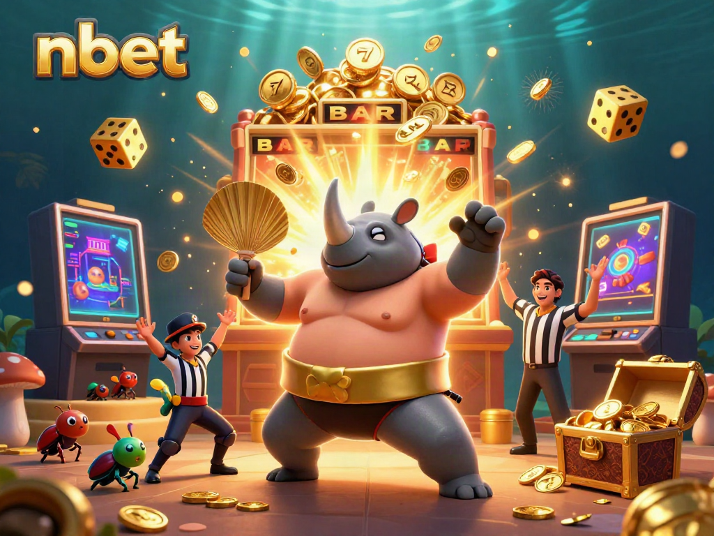 Discover your winning chance with nbet's action-packed casino illustration filled with festive elements.