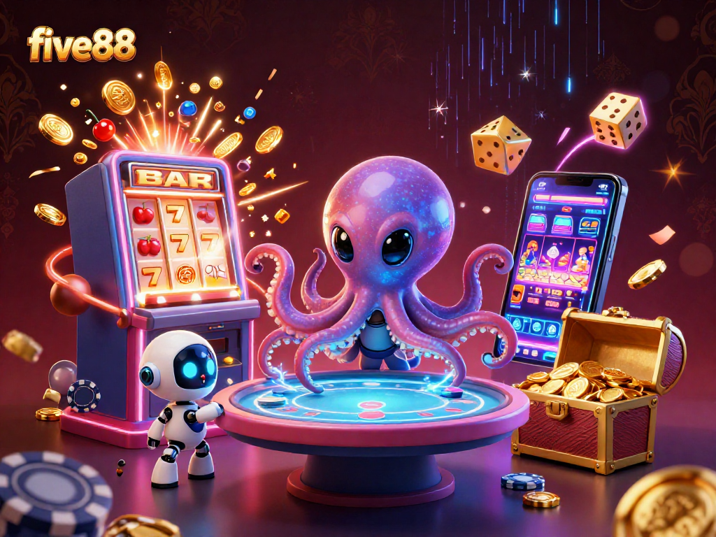 Experience thrilling gameplay with five88 as the alien octopus and robot initiate a jackpot frenzy.