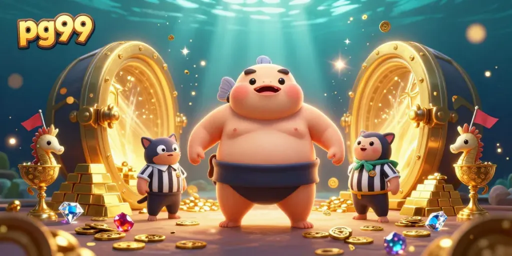 Experience thrilling gameplay at pg99 with a vibrant underwater casino scene filled with treasures.