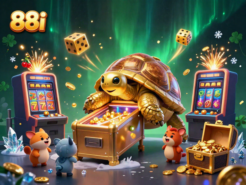 Experience the excitement of gaming with 88i's vibrant casino scene featuring jackpots and colorful characters.