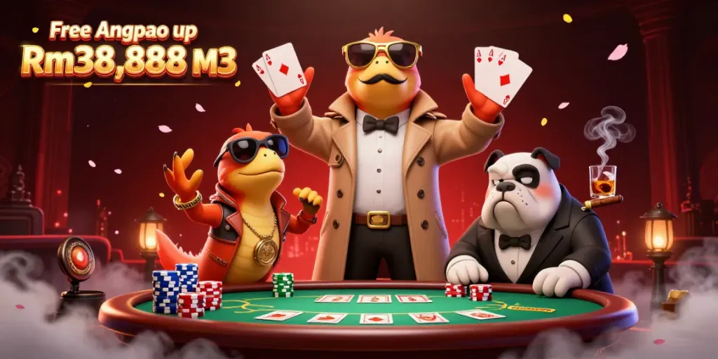 Engage with the thrilling Free Angpao up Rm38,888 M3 gameplay featuring cartoon raptors at a VIP casino.