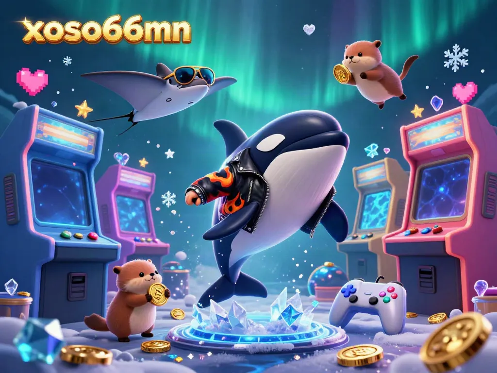 Engage with xoso66mn's vibrant casino world featuring an orca whale, stingray, and sea otters in a dynamic game setting.
