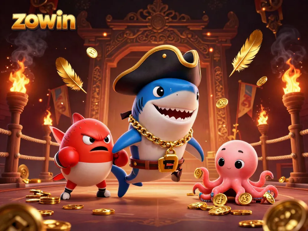 Zowin players enjoy epic wins at this vibrant online casino scene featuring playful characters and rich elements.